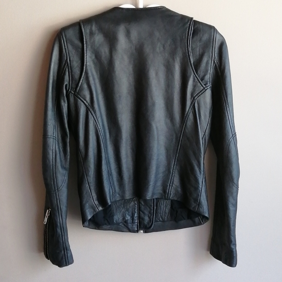 IRO Black Leather Moto Jacket Size 0 - Picture 2 of 7